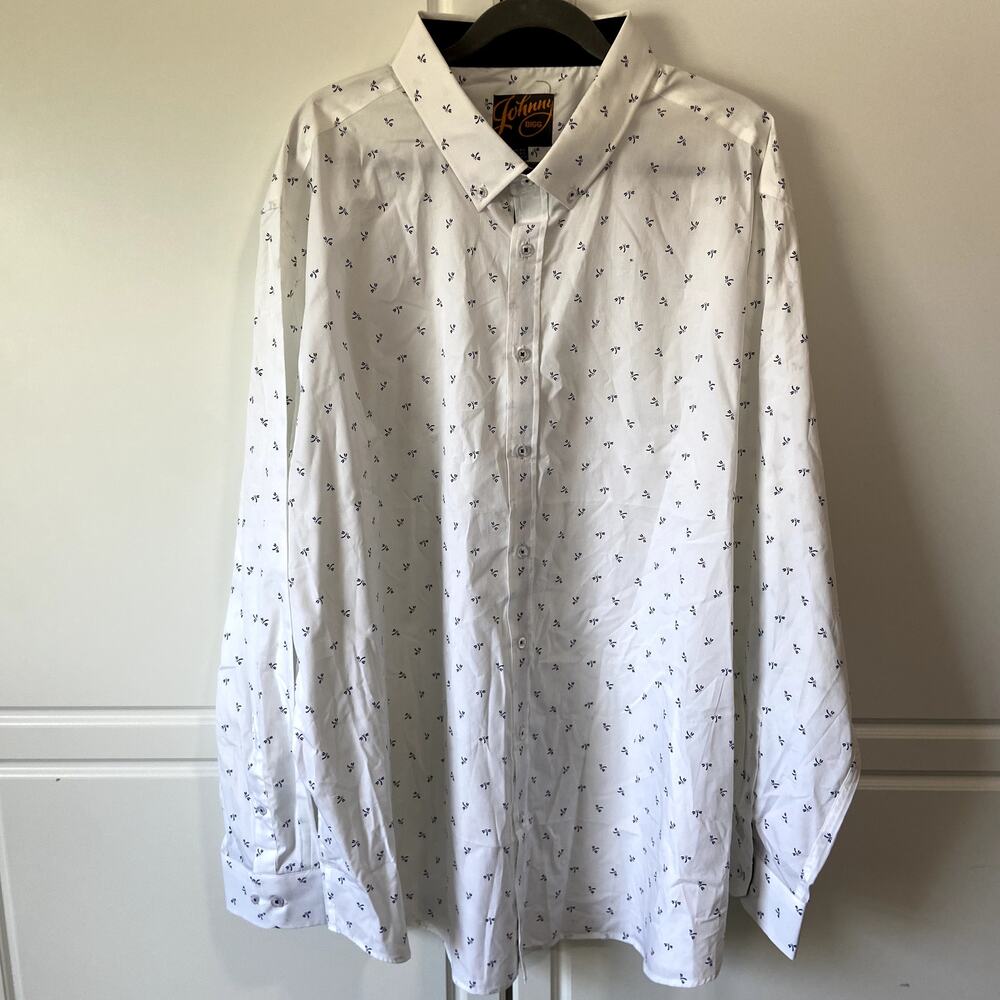 Johnny Bigg White Blue Dragonfly Dress Shirt Mens 4XL USA 6XL AU NWT